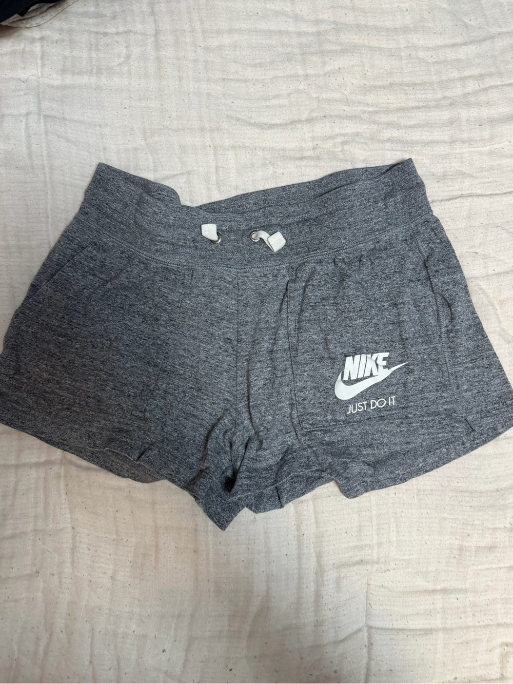 Nike Women's Heather Gray Athletic Knit Shorts with Logo